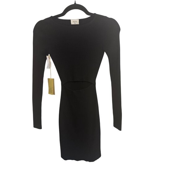 2/$30 NWT Wilfred Free 2XS Black Cut Out Bodycon Ribbed Mini - Picture 1 of 16